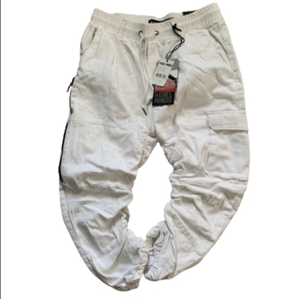 REBEL MINDS MEN CASUAL BREATHABLE CROPPED PANTS - WHITE